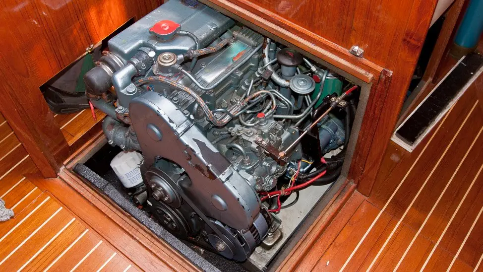 Diesel engine maintenance on a yacht