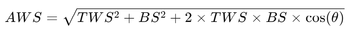 true vs apparent wind speed formula 2