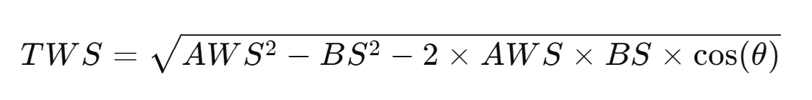 true vs apparent wind speed formula