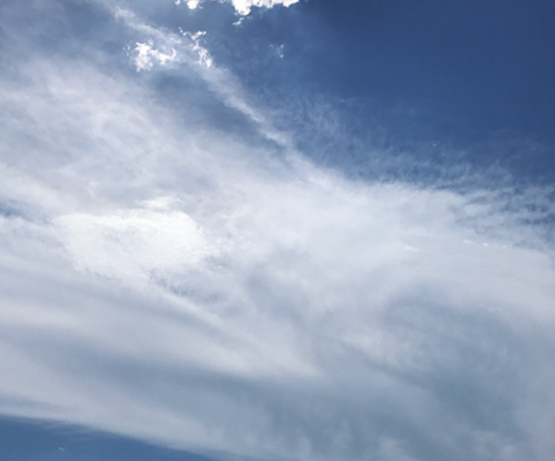 Cirrus - Dense anvil-shaped remains which were originally the upper parts of Cumulonimbus