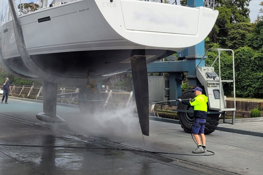 Preparing your Sailboat for the Hard Stand pressure washing